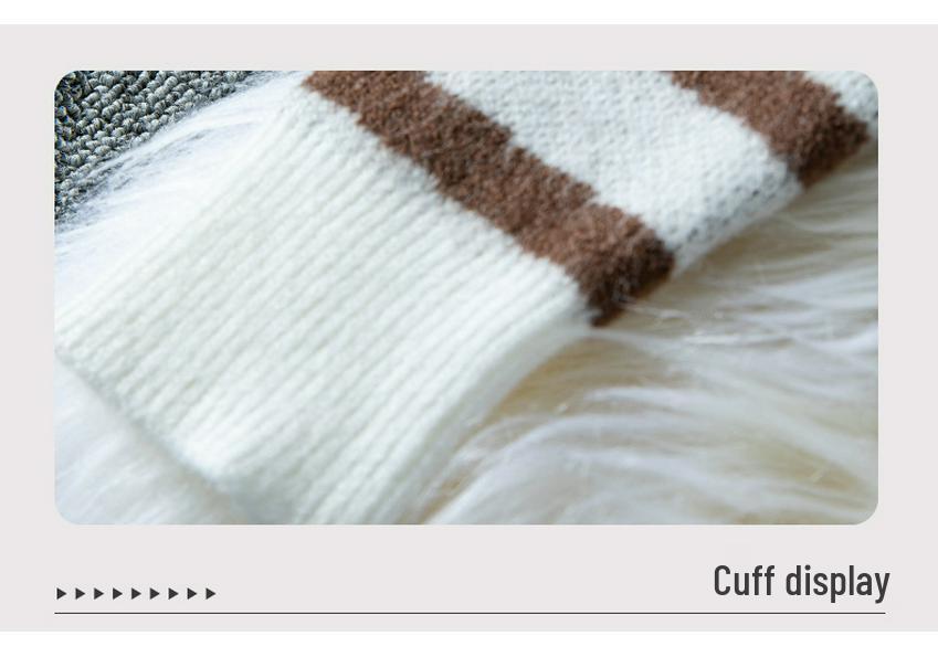2025 Autumn/Winter Women's Zebra Print Color Block Sweater with Round Neck & Shoulder Buttons