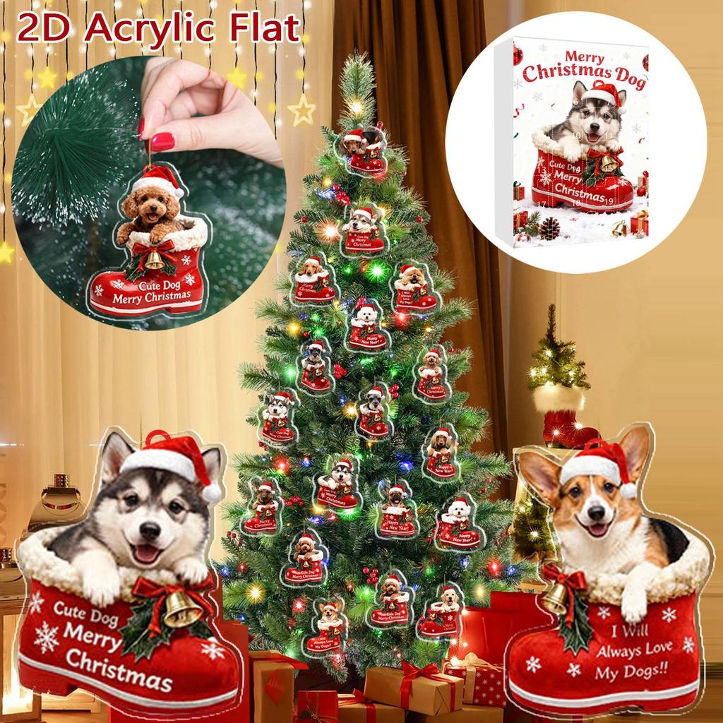 Christmas Dog Advent Calendar 24 Dog Themed Christmas Ornaments Holiday Countdown Calendar Dogs Wearing Red Shoes Perfect For Pet Lovers, Pet Owners
