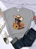 Cartoons Unisex Tshirts Cowboy Riding Boots Sunflowers Printed Tees Oneck Comfortable Soft Short Sleeve Summer Female Clothes
