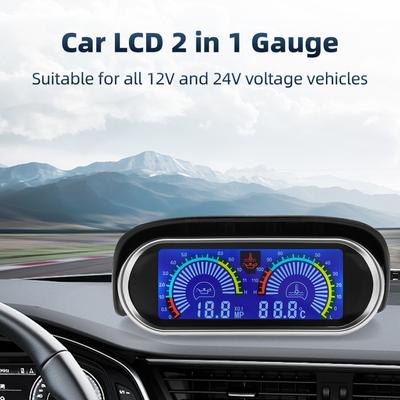 Medidor Digital de Presión de Aceite y Temperatura de Agua para Coche LCD 2 en 1 Sensor de Presión de Aceite 1/8 NPT Sensor de Temperatura de Agua 10 mm