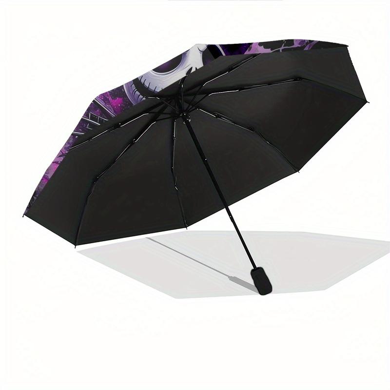 Jack Skellington, Sally Automatic Opening and Closing Umbrella, Compact Travel Umbrella, Lightweight and Portable, Suitable for Beach Commut