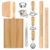 Pasta Tool Set Wood Threaded Rolling Pin Dough Scraper Gnocchi Board Dumpling Maker Suitable for Kitchen Cooking