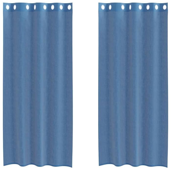 VidaXL Rideaux en voile avec œillets 2 pcs bleu royal, rideau en filet, rideau transparent, voile de fenêtre, traitement de 4102115