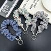 2-in-1 Scrunchie Phone Wrist Strap Stretchable Keychain Bag Charm Fabric Phone Lanyard  Women