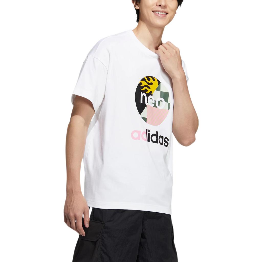 Adidas Neo Vbe Logo Print Loose Fit Crew Neck Short Sleeve T-Shirt Unisex Tops White HN4742