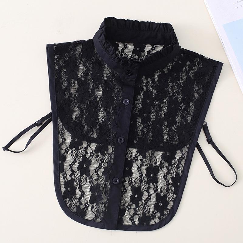 

2023 Stylish Women s Black and White Lace Ruffle Stand Collar - Retro Magazine Inspired