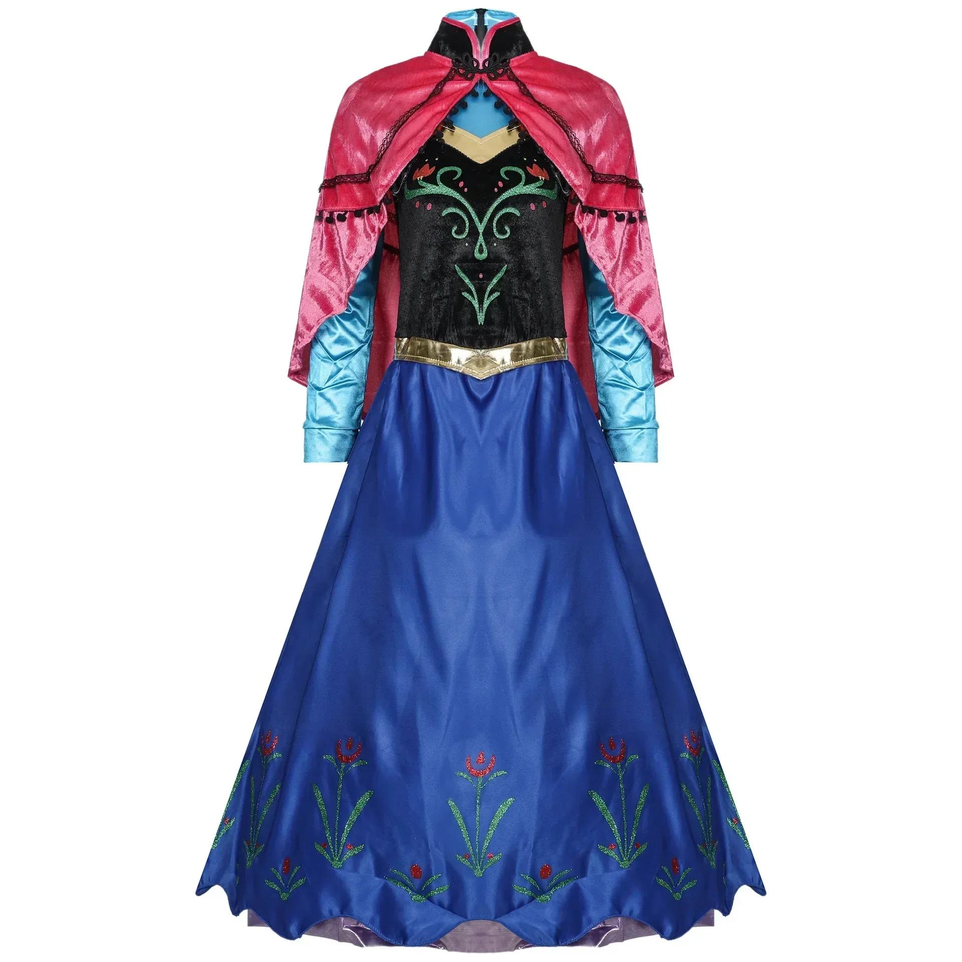 

Костюмы для косплея на Хэллоуин для взрослых женщин, одежда для принцессы Анны, костюм Белоснежки, платье S синий