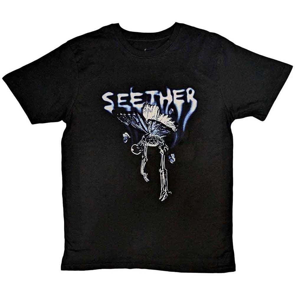 Seether 100% Cotton T-shirt Mens Tees Top Dead Butterfly Band Logo new Official Mens Black S