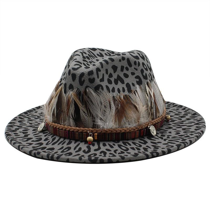 

Британський стиль, Етнічний стиль, Вовняний джазовий циліндр, Жіночий капелюх з широкими полями, Капелюх з пласкими полями. M(56-59CM) темно-сірий