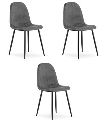 PADVA Chair - Dark Gray Velvet / Black Legs X 3