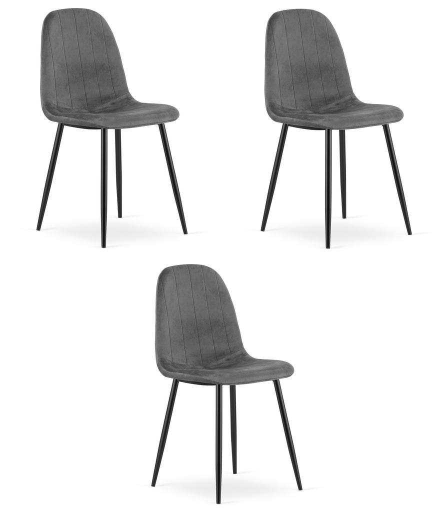 PADVA Chair - Dark Gray Velvet / Black Legs X 3