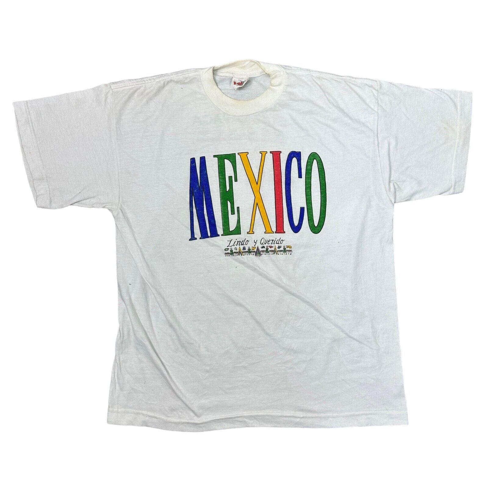Vintage Mexico T-Shirt Mens Womens Tees Top USA Graphic Print White Mens 3XL