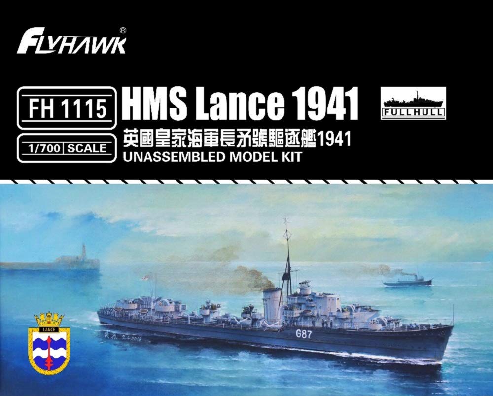 

Flyhawk Models Royal Navy Destroyer Lance 1941 Plastic Model FLYFH1115 1/700