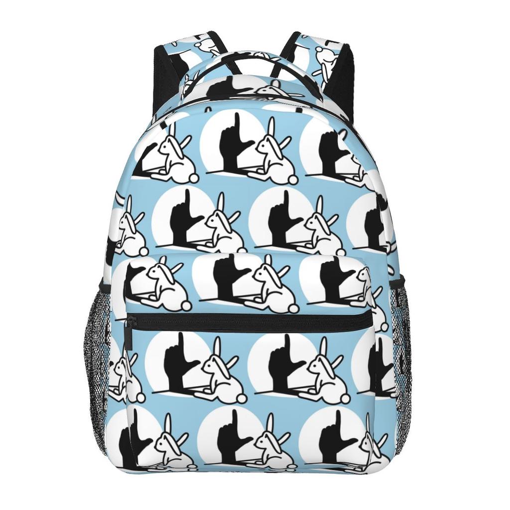 Hase Kaninchen Schattenspiel Handverlierer Außenseiter Rucksäcke Jungen Mädchen Schultasche Schüler Schultaschen Cartoon Rucksack Umhängetasche