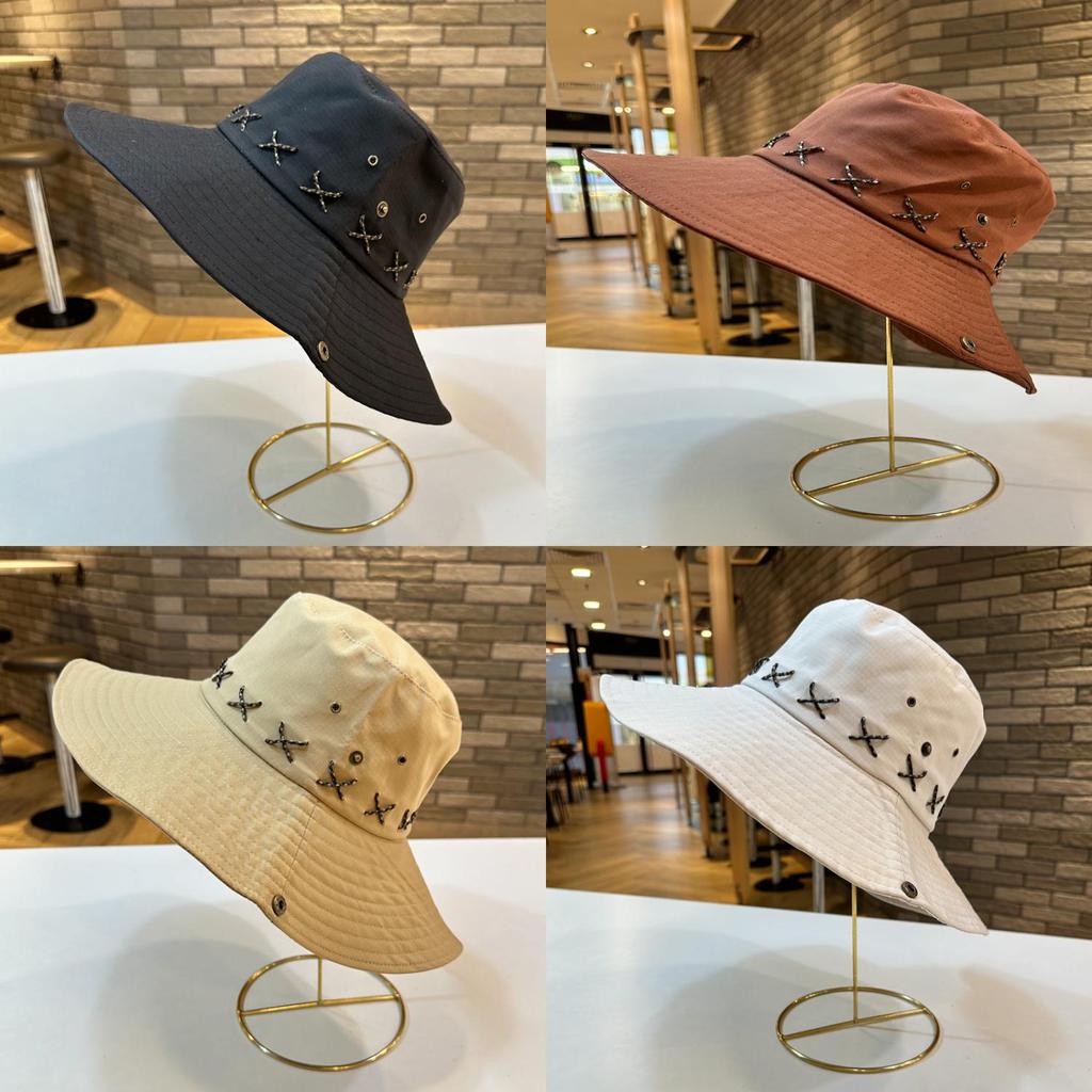 Stylish Wide Brim Summer Sun Hat Womens Round Top Sunscreen Hat Fisherman