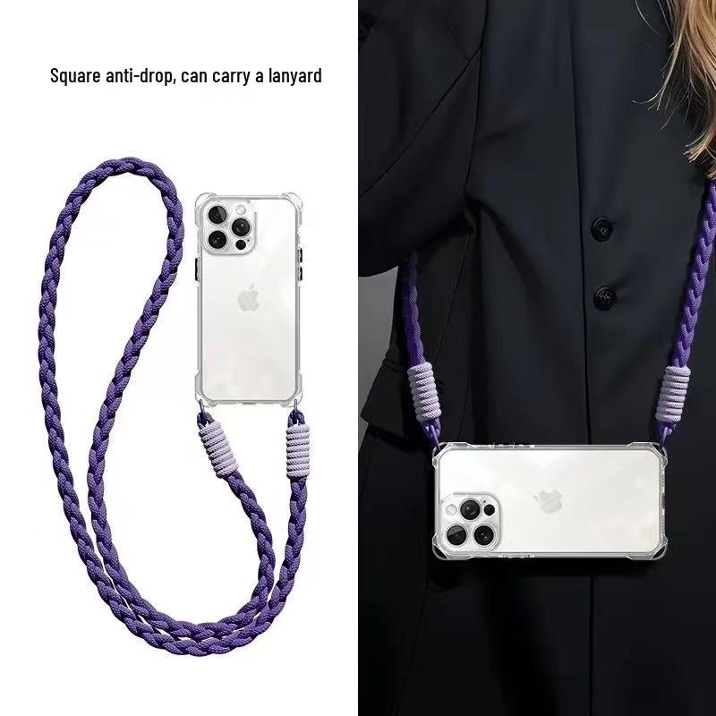 Transparente quadratische Lanyard-Hülle für Apple iPhone 11/13/14/15/16/XR/XS - Vollständige Abdeckung