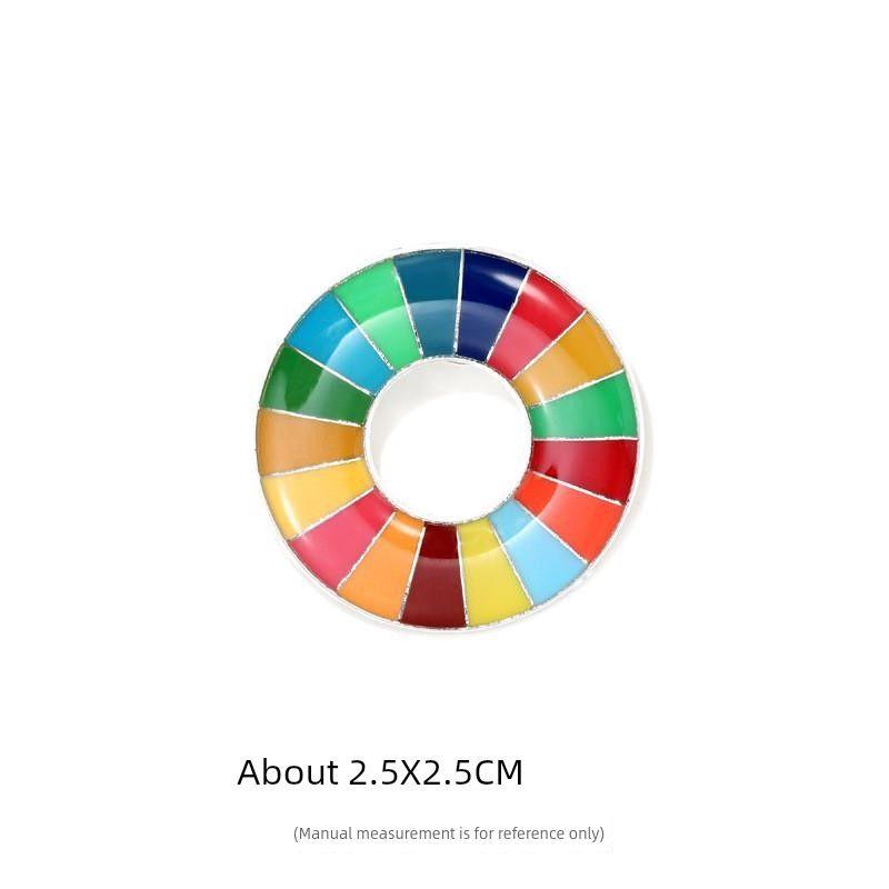

Брошь-медаль ООН за устойчивое развитие, металлическая булавка, аксессуары, красочное масляное ожерелье, эмалевый значок, памятный значок Sealing Glaze silver [Gaipin In Stock]]