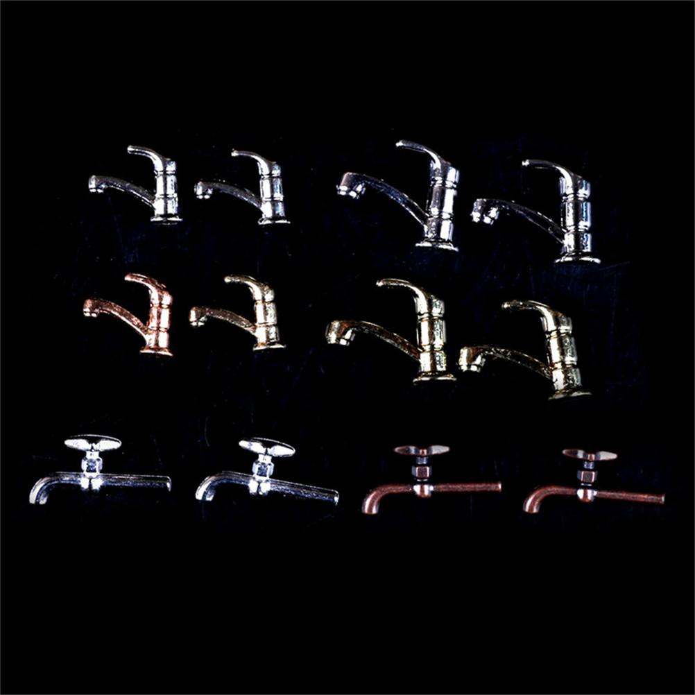 2 Stück Neu 1:12 Miniatur-Metallwasserhahn Wasserhahn Puppenhaus Badezimmerzubehör Puppenhaus Miniaturhahn 6 Stile