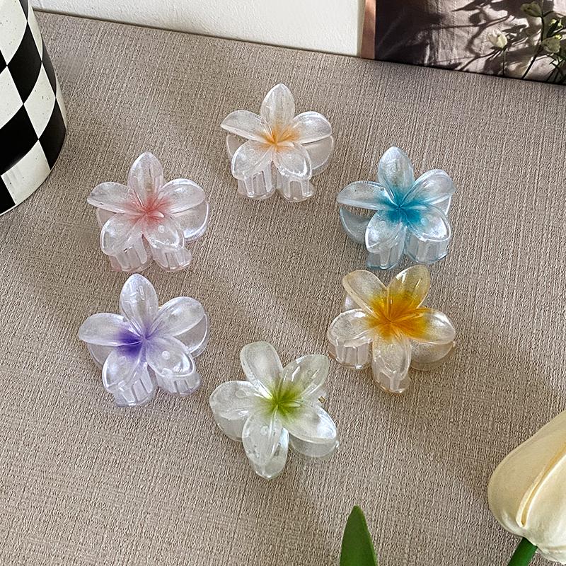 Fermaglio a Pinza Trasparente a Forma di Fiore d'Uovo Donna Temperamento Versatile di Alta Gamma Gradiente Fermaglio per Capelli Ragazza Fermaglio a Squalo Copricapo