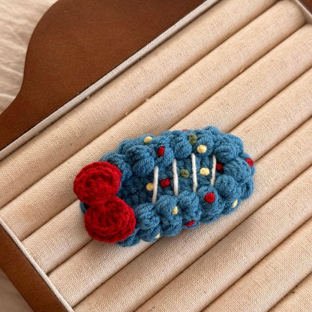 Cartoon Fruit Sweet And Cute Hairpin Handmade Wool Crocheted Autumn Winter Bangs Clip BB Clip Trendy Hair Accessories