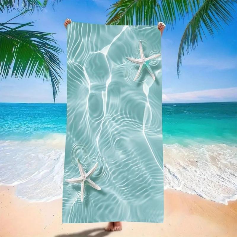 Asciugamano da Spiaggia Onda Oceanica & Conchiglia - Microfibra Super Assorbente ad Asciugatura Rapida, Coperta con Fantasia Schiuma di Mare Realistica per Picnic & Esterno