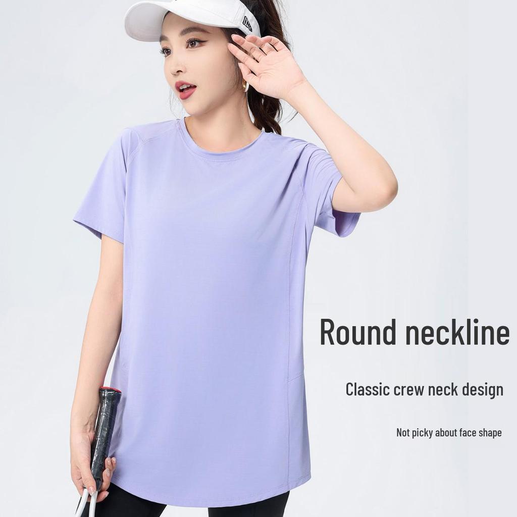 Sommer Fitness Top in Übergröße für Damen – Bauchbedeckendes Kurzarm Yoga & Lauf T-Shirt