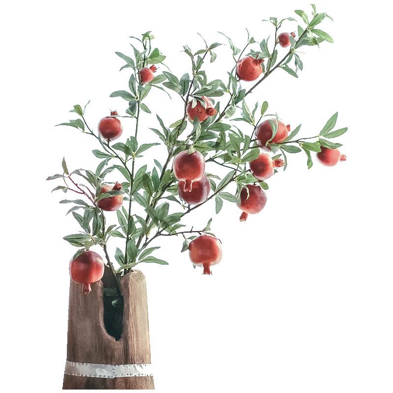 Prosperity Pomegranate Artificial Flower Arrangement for Living Room Decor - Realistic New Year Dried & Green Plant Ornament