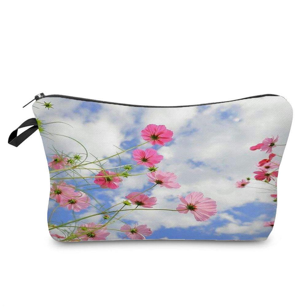 Damen Blumenmuster Kosmetiktasche Toilettenartikel Organizer Reiseaufbewahrungskoffer 6757