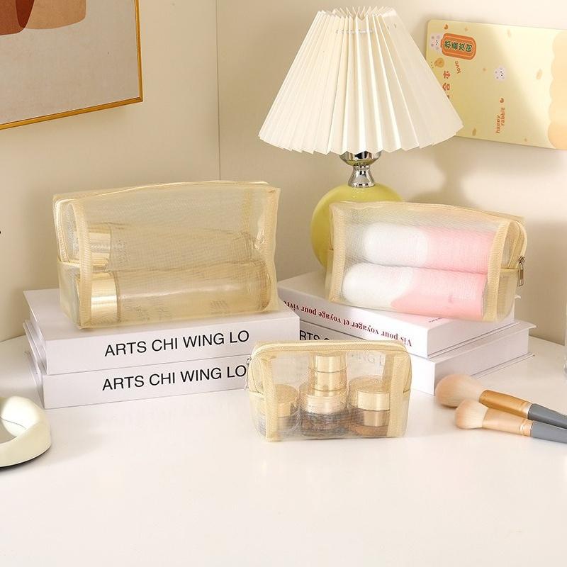 Nylon Mesh Cosmetic Bag Zipper Box Shaped Toiletry Organizer Makeup Bags Multifunctional Women Lipstick Key Coin Purse Pouch