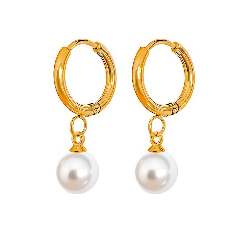 Titan-Perlenohrringe: Trendige koreanisch-inspirierte Hänge-Ohrklemmen für Damen mit einem einzigartigen Design.