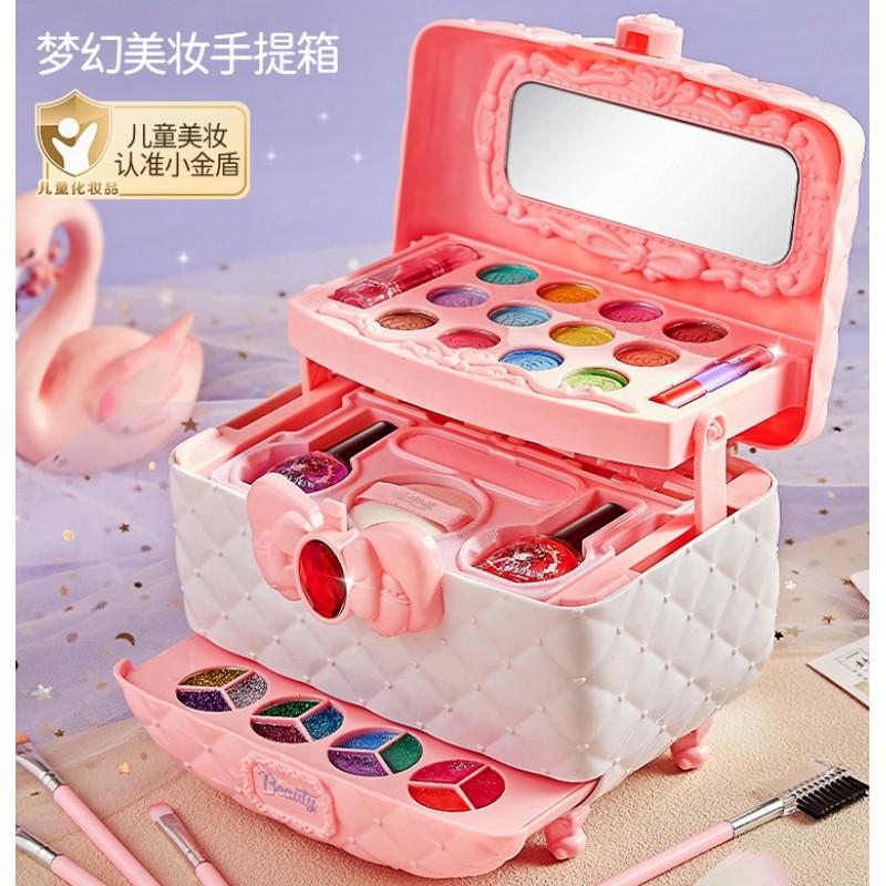 Kids Makeup Toy Set Girls Age 4-6 Non-Toxic Cosmetic Play Kit Princess Beauty Box With Nail Polish Accessories
