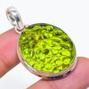 Natural Moldavite Quartz Gemstone 925 Sterling Silver Jewelry Pendant 1.97" AP-14173