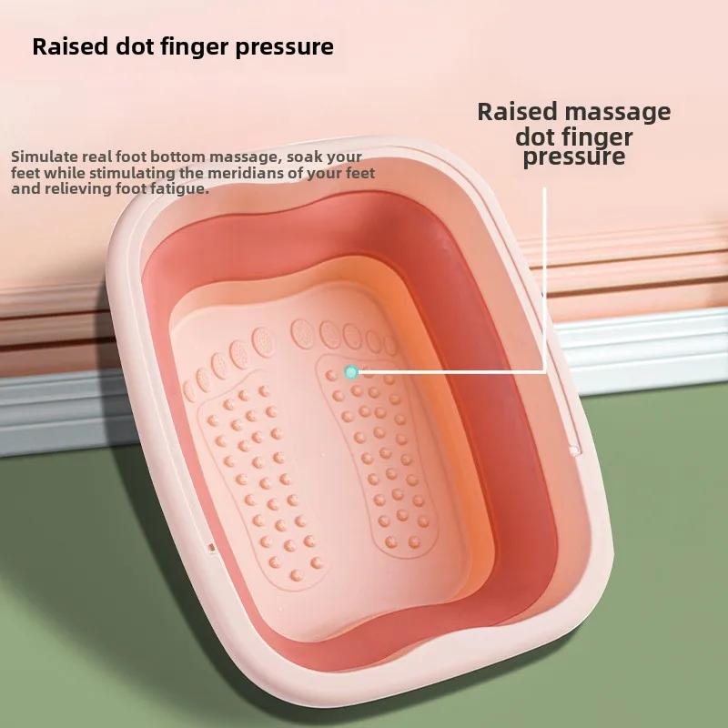 Foldable Footbath Massage Bucket Soaking Bucket Folding Spa Foot Bath Bucket Household Sauna Bathtub Pedicure Bath Supplies Pink