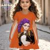 Kpop Demon Hunters Anime Girls Dress Breathable Summer Kids Cartoon Short Sleeve Beach Sundress Casual Nightgown