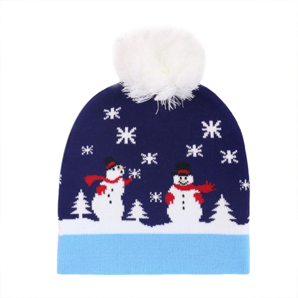 Christmas Unisex Winter Knitting Hat Wool Ball Snowman Snowflake Elk X-mas Tree Beanies