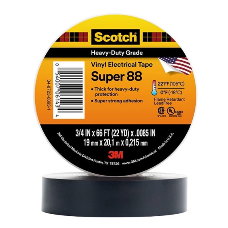 3M Scotch Super 88 Elektrikertejp PVC Vattentät Isolerande Tejp Högtemperatur