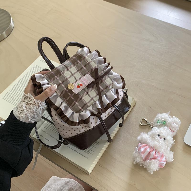 New large capacity cute versatile niche college backpack fashion campus new lace bow backpack women