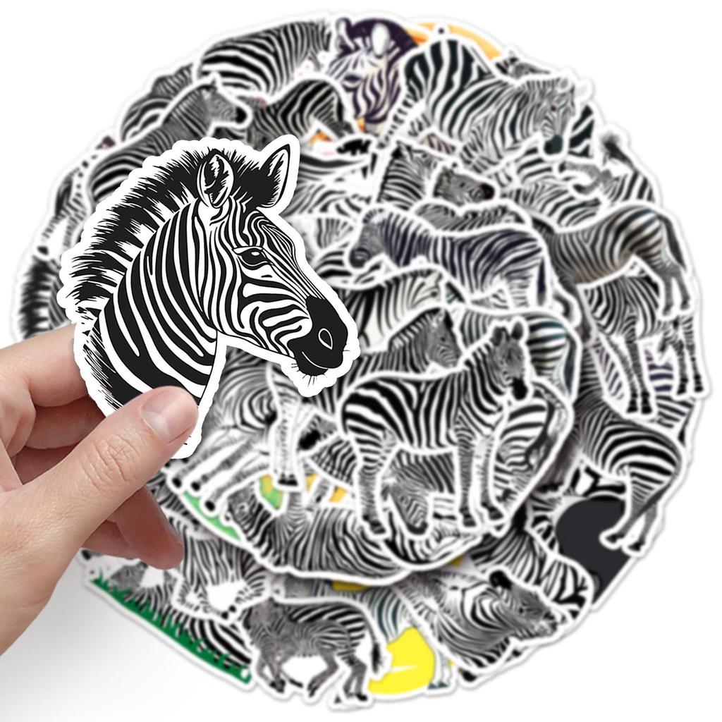 Zebra Cartoon Animal Stickers: 50 Sheets for DIY Journals, Notebooks, and Water Bottle Decoration