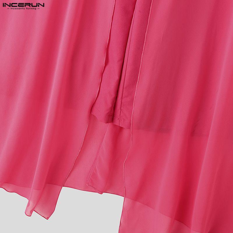 INCERUN Herren Elastischer Bund Doppellagig Patchwork Lässig Maxi Weitbein Hose