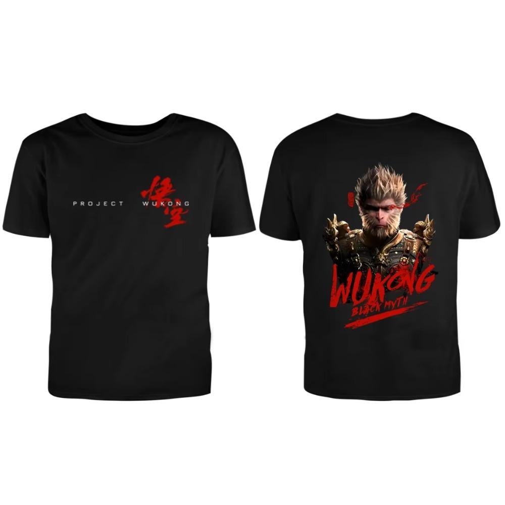 LE Black Myth Wukong  Perimeter Short-sleeved Cotton Double-sided Printed Loose Casual Game T-shirt for Men and Women