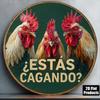 Retro Round Metal Sign Funny Animals Bathroom Wall Decor Humorous Spanish Quote Sign for Home Restroom Farmhouse