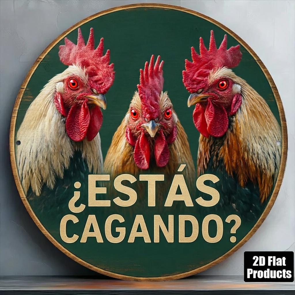 Retro Round Metal Sign Funny Animals Bathroom Wall Decor Humorous Spanish Quote Sign for Home Restroom Farmhouse
