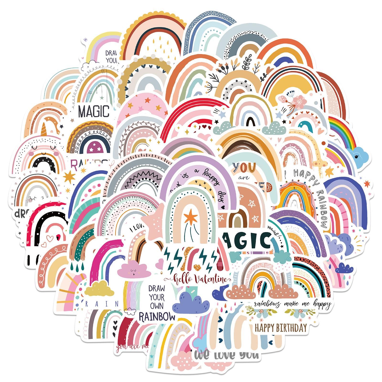 

60 Cartoons Ins Style Rainbow Graffiti Stickers Decorate Suitcase Notebook Waterproof Stickers
