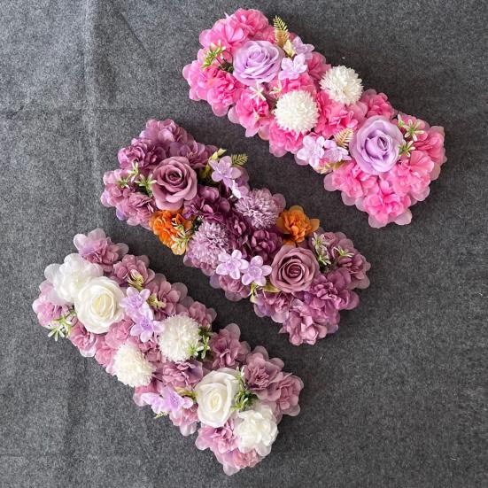 Artificial Rose Flower Row Faux Silk Rose Panel Backdrop DIY Floral Wall Decor for Wedding Arch Reception Ceremony Centerpiece Birthday Party Decor