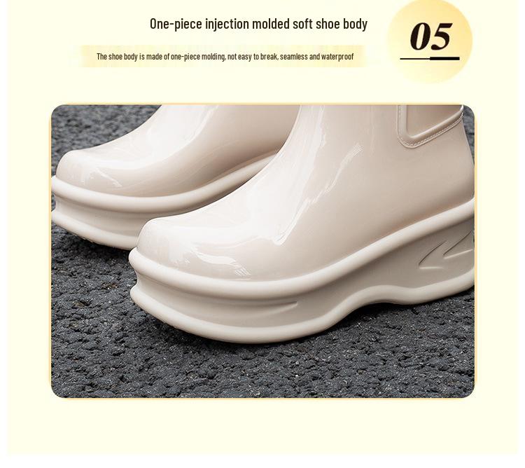 New Women's Plus Velvet Warm Mid-Calf Waterproof Rain Boots - Fashionable Outdoor Rubber Work Shoes