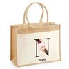 Beach Bag - PLANETEE - Neyla Letter Flower - Natural Cotton - Large Capacity - Sturdy Handles