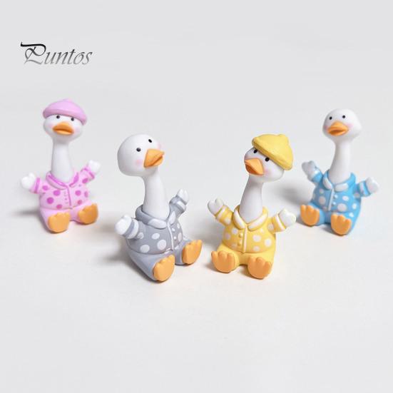 Car Dashboard Ornament 4Pcs Mini Cartoon Duck Figurines, Cute Polka-dot Pajamas Statues, Multi-functional Accessory Macaron Animal Ornaments