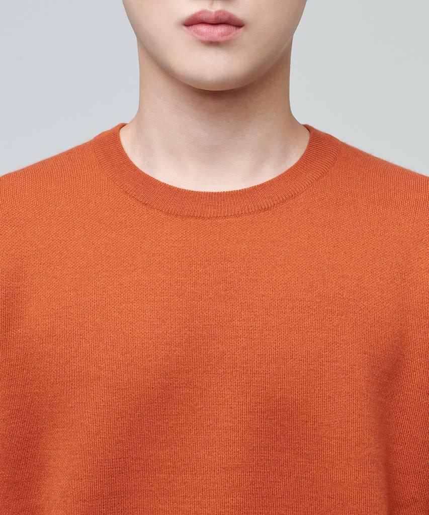 MUSINSA STANDARD Minimal Crew Neck Knit [Tangerine]