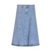 2024 Spring/Summer Women's High Waist Denim Midi Skirt - Slimming Casual Mid-Length In Dark Blue