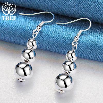 Orecchini pendenti con sfere vuote in argento sterling 925 da 6 8 10 mm